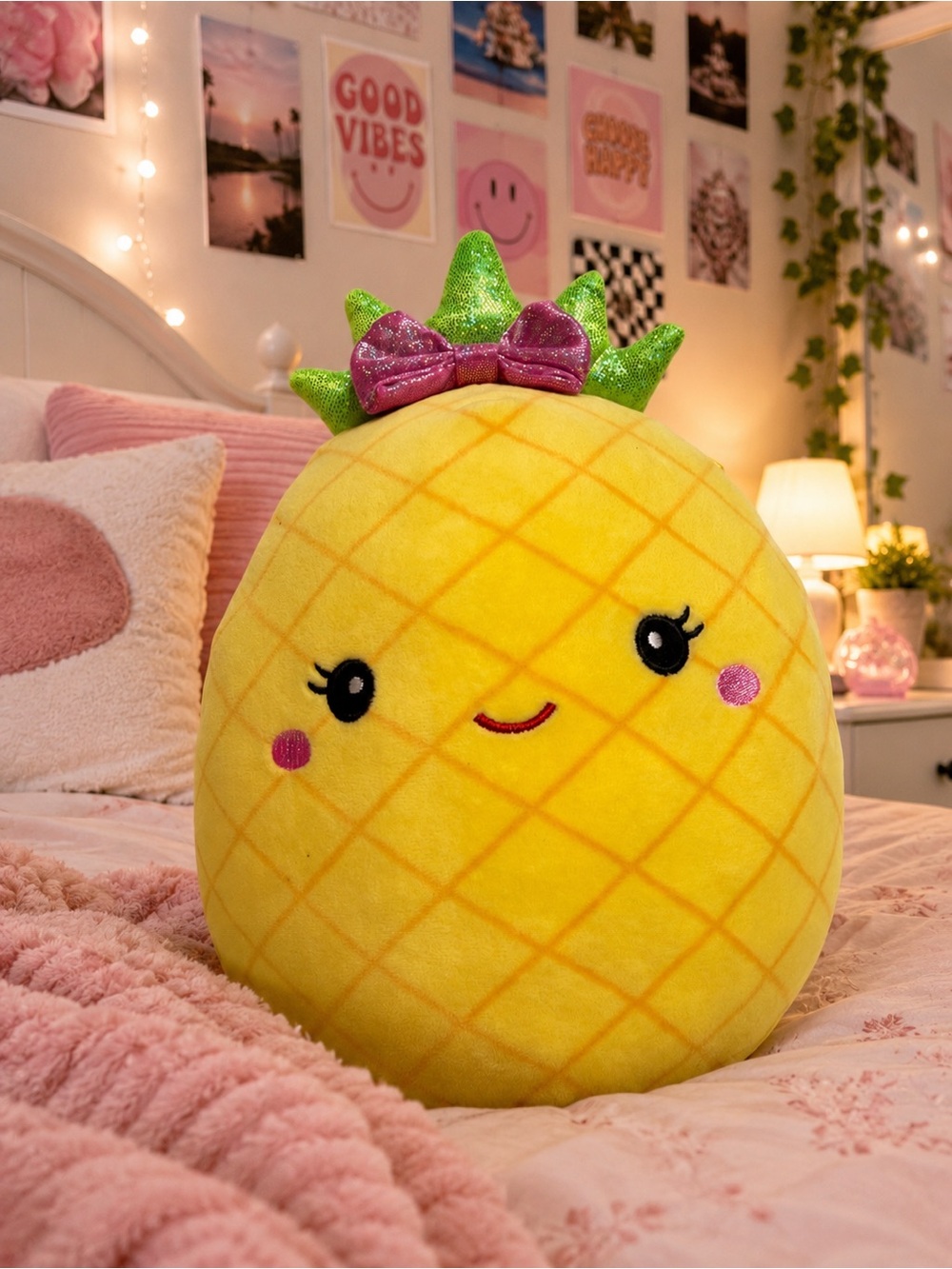 🍍Squishmallows Pineapple 12” Plush Claire’s Exclusive Sparkle Bow Like New
